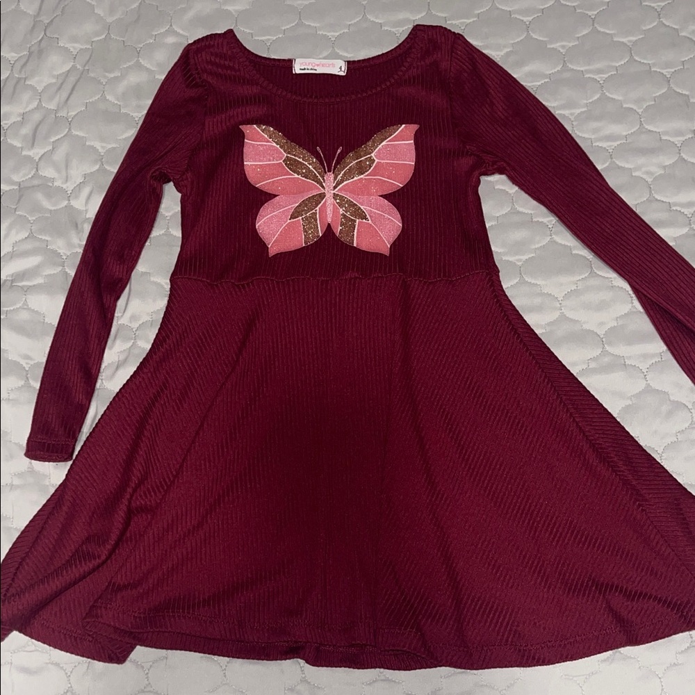 Elegant Maroon Butterfly Dress for Kids